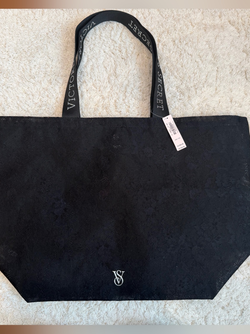 NWT! Black Victoria’s Secret Lacey tote bag!